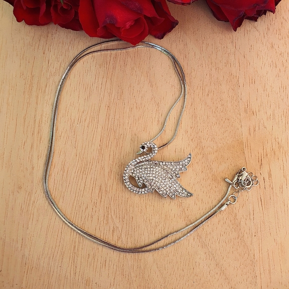 Swan Diamante Long Necklace - Picture 3 of 9